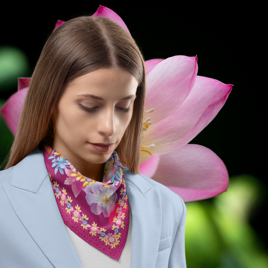 Exotic Floral Utopia Organic Silk Twill Scarf