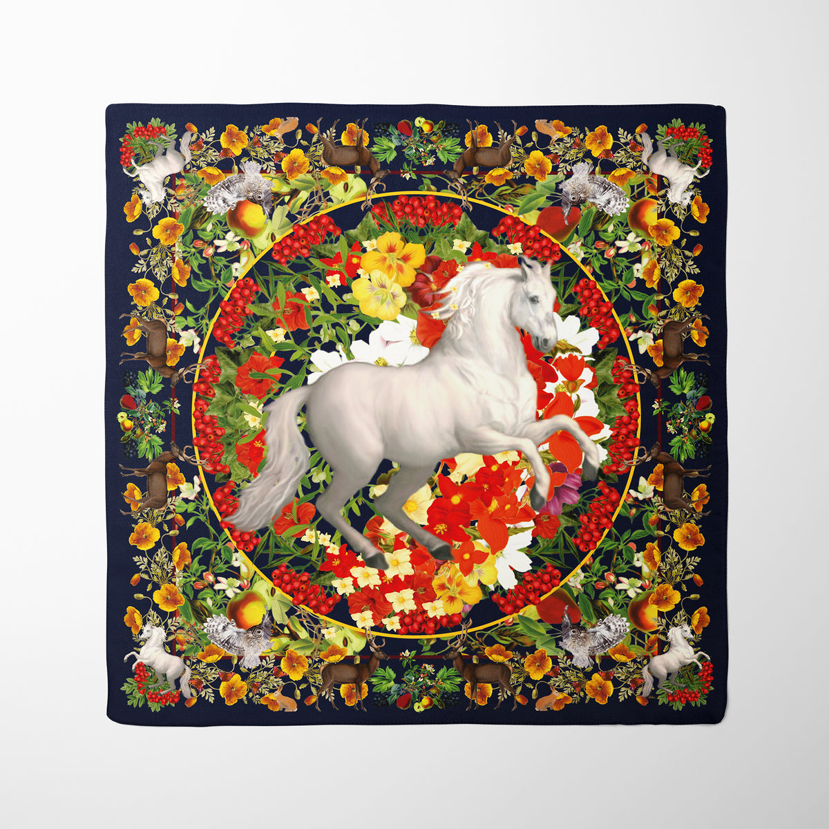 White Horse Organic Silk Twill Scarf