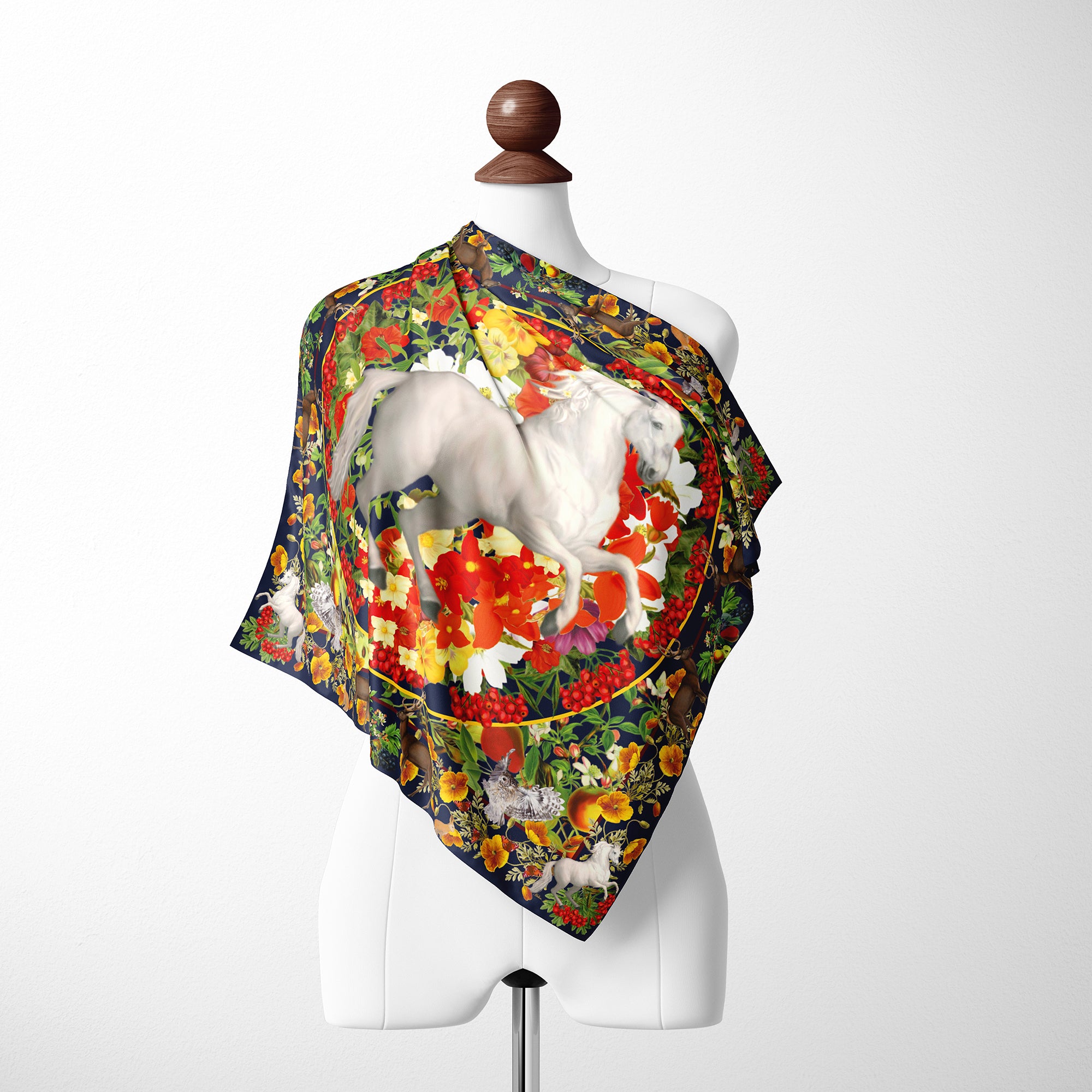 White Horse organic Silk Twill Scarf