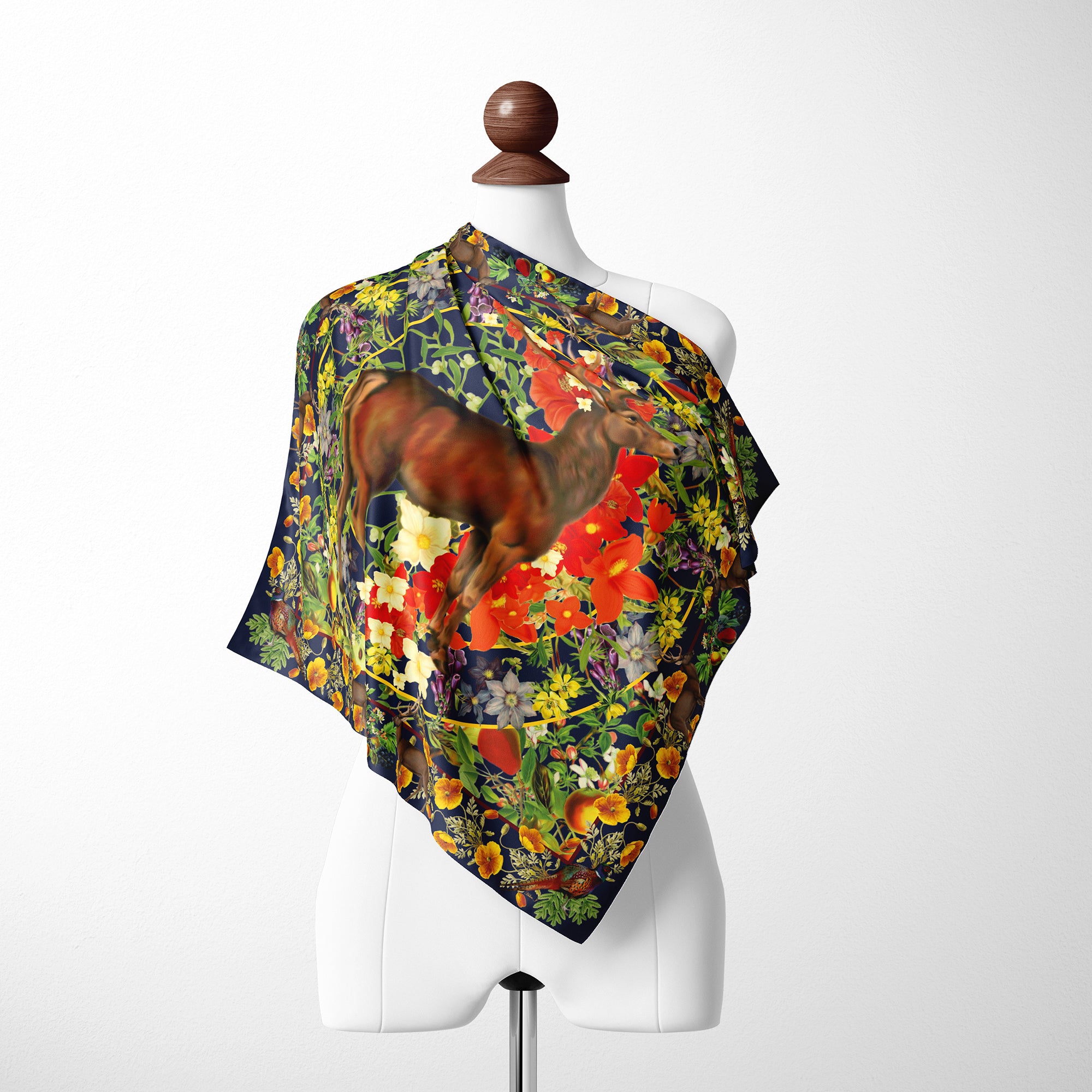 The Magnificent Stag Organic Silk Twill Scarf