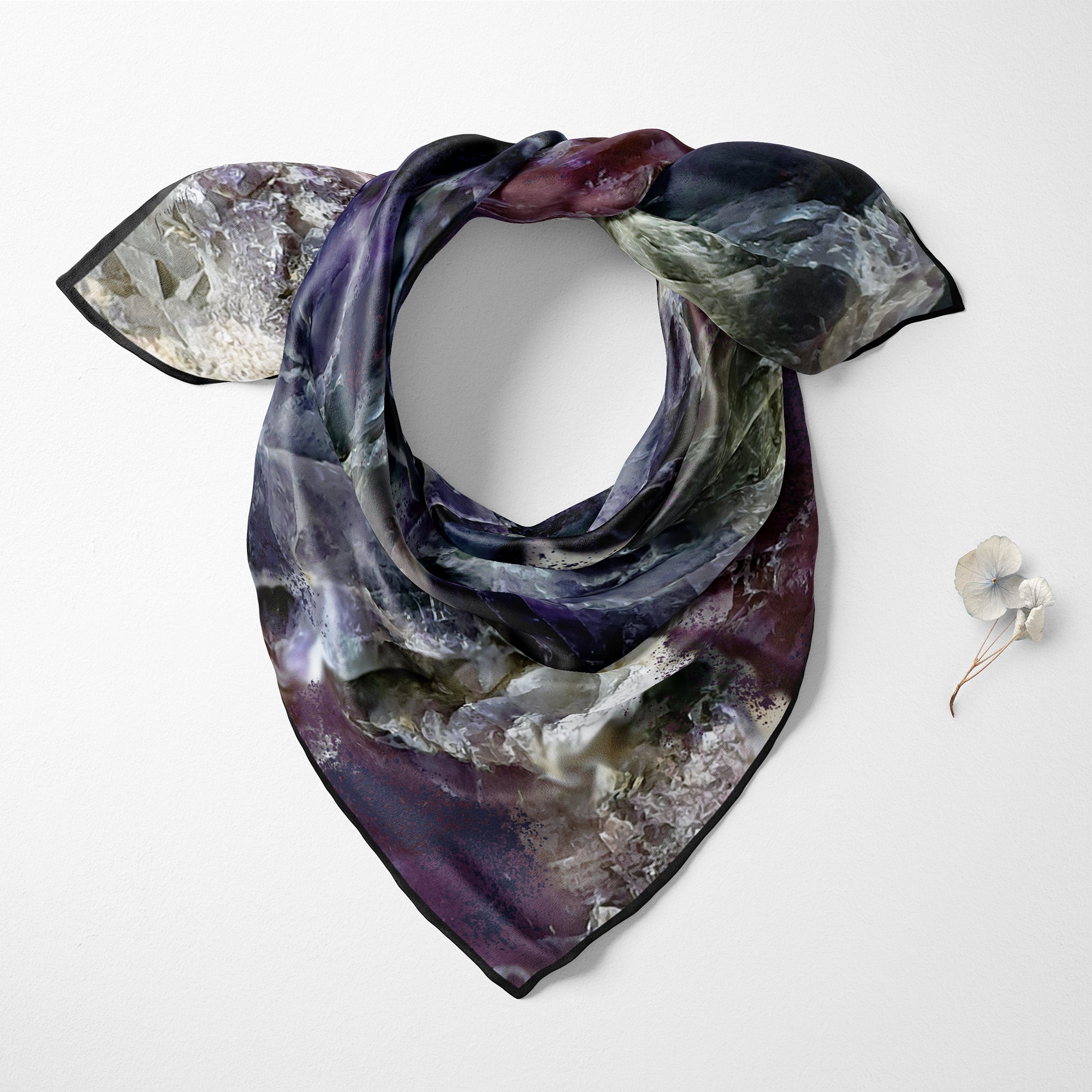 Blue John Stone Silk Twill Scarf - Shown in a Circle