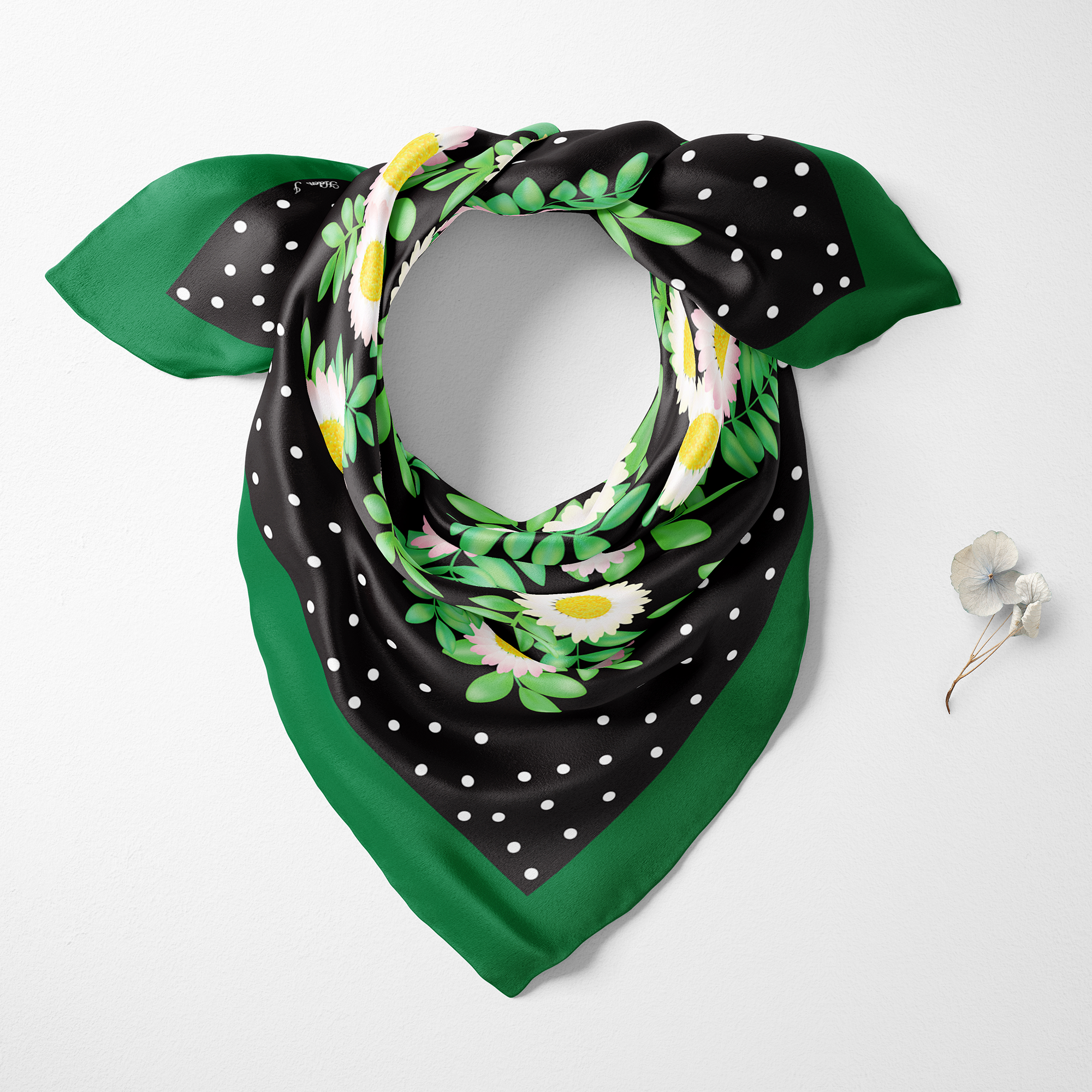 Daisy Organic Silk Twill Scarf | Silktopia