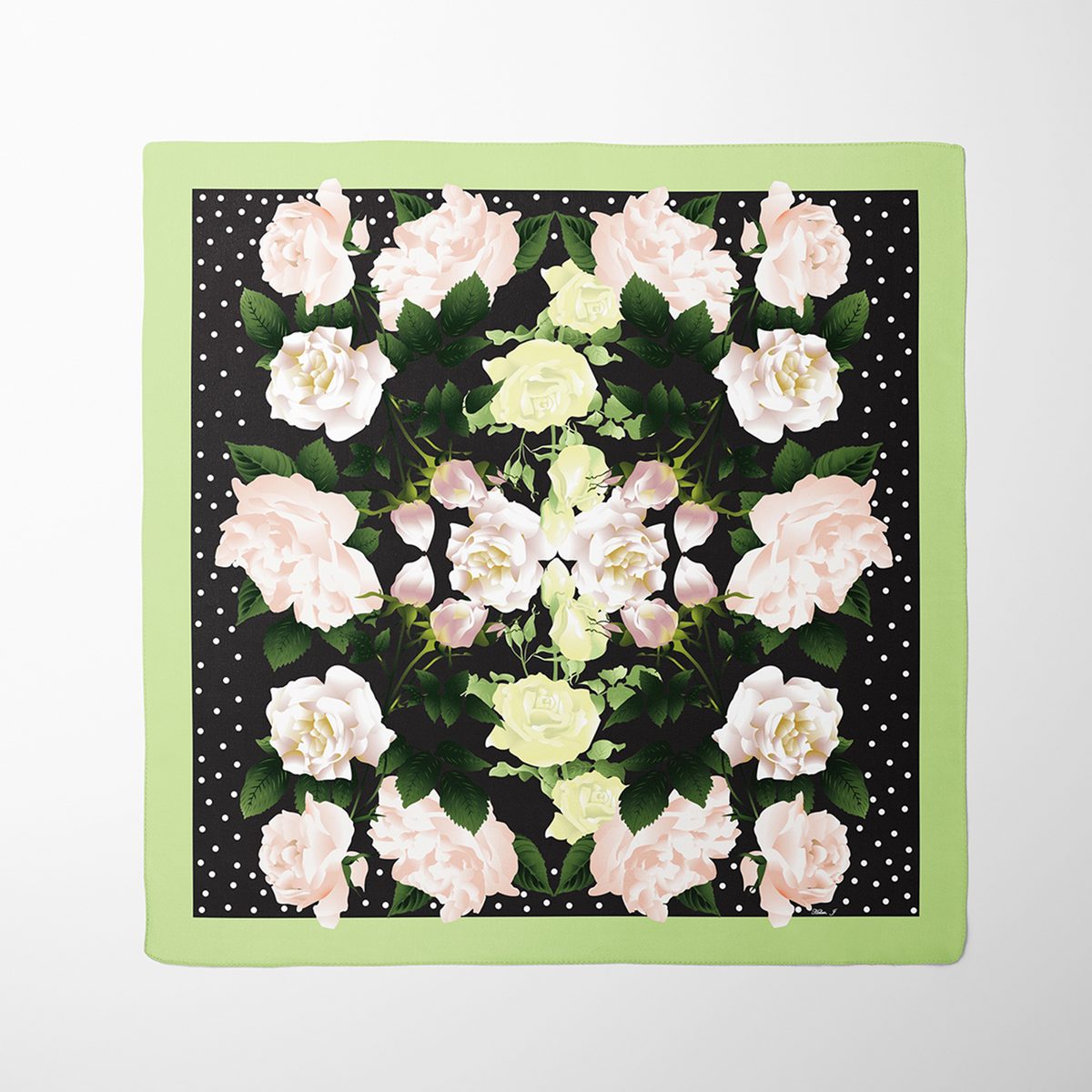 White Roses Organic Silk Twill Scarf