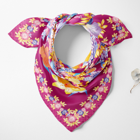 Exotic Floral Utopia Silk Twill Scarf