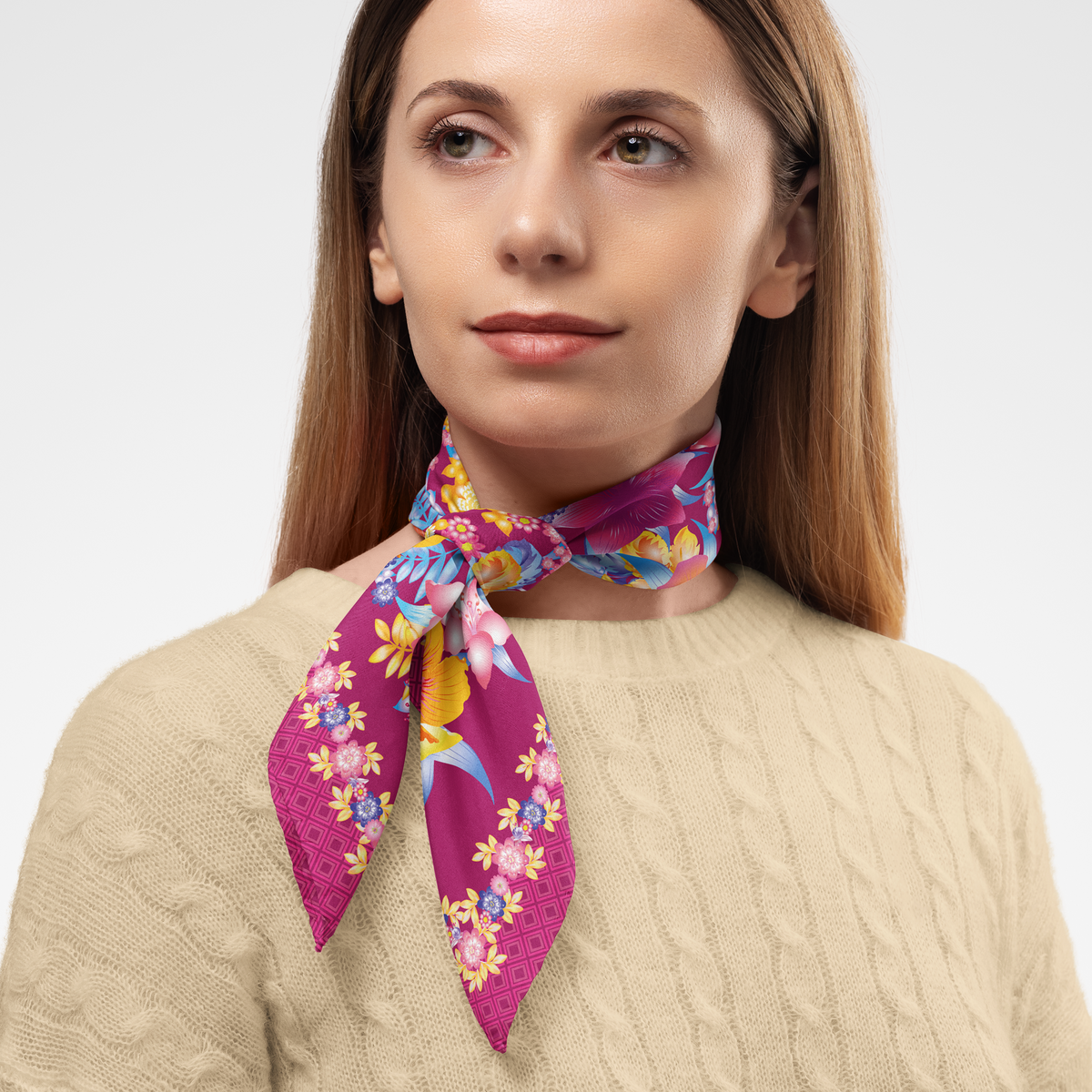 Exotic Floral Utopia Silk Twill Scarf