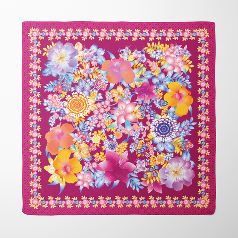 Exotic Floral Utopia Silk Twill Scarf