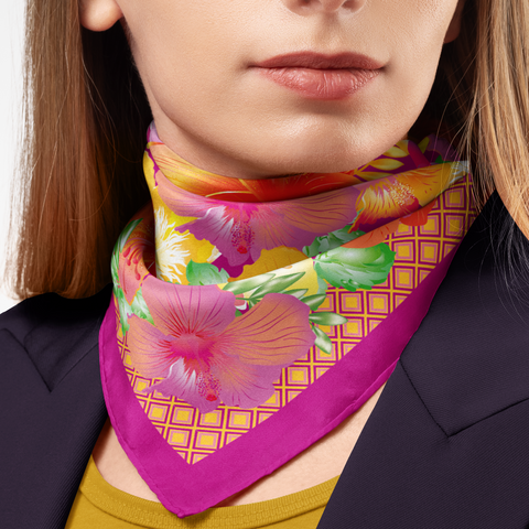 Amaryllis and Peonies Organic Silk Twill Scarf