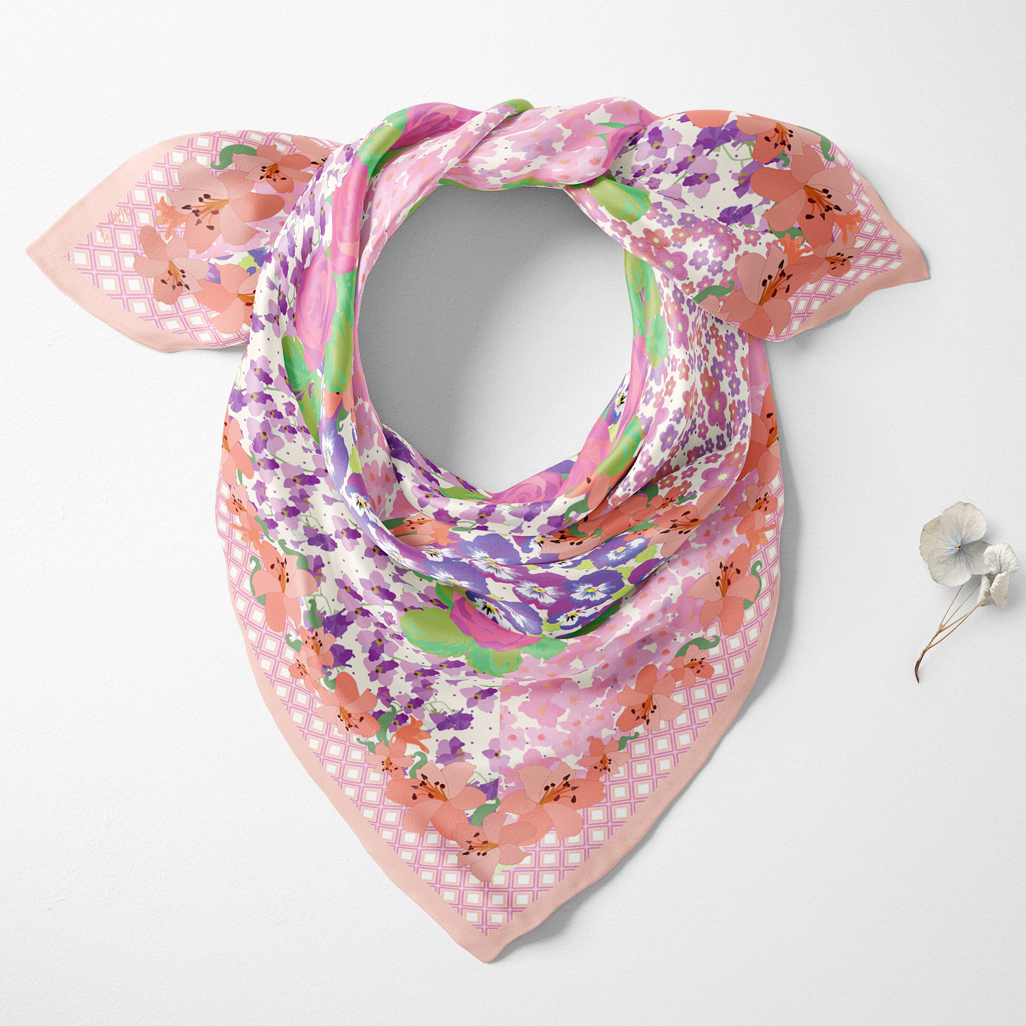 Ditsy Organic Silk Twill Scarf