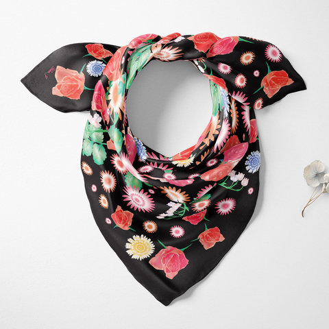 English Rose Organic Silk Twill Scarf | Silktopia