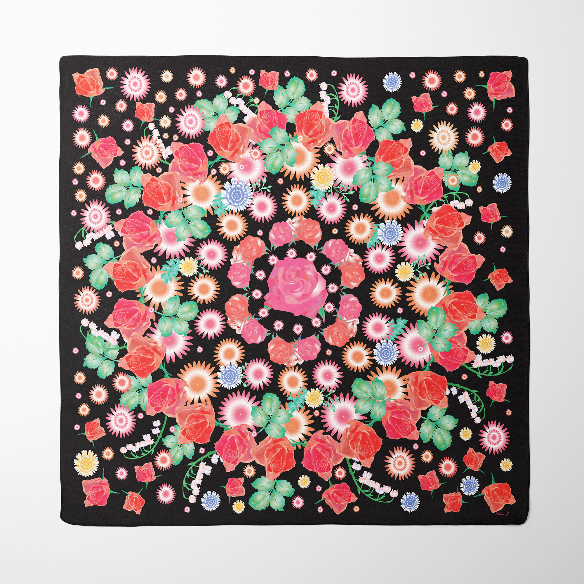 English Rose Organic Silk Twill Scarf | Silktopia