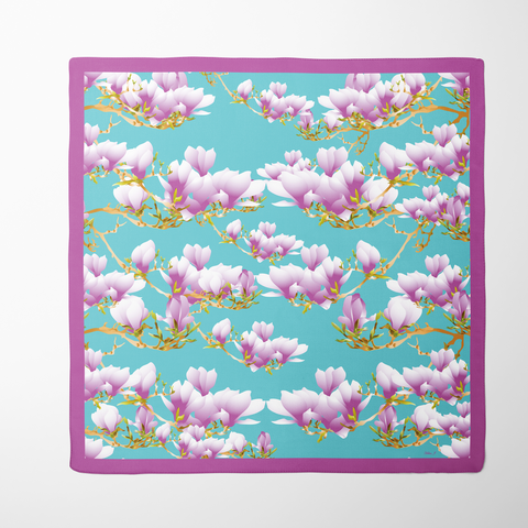 Blossom Magnolia Silk Twill Scarf | Silktopia