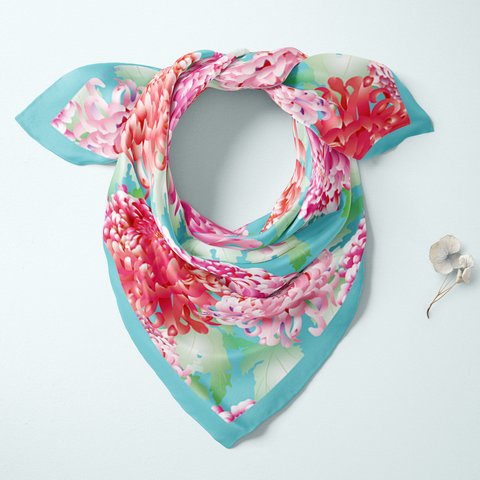 Chrysanthemum Organic Silk Twill Scarf