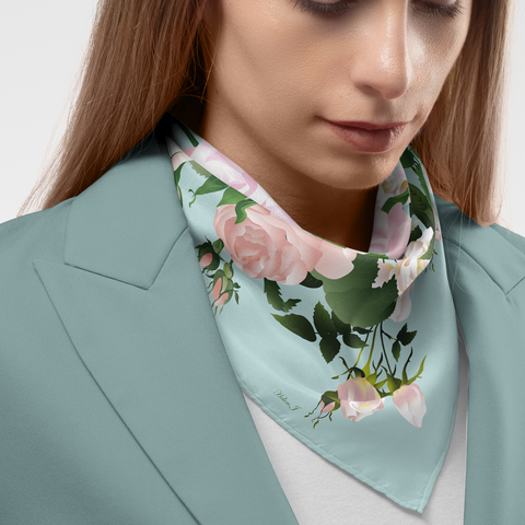 Pastel Roses Organic Silk Twill Scarf