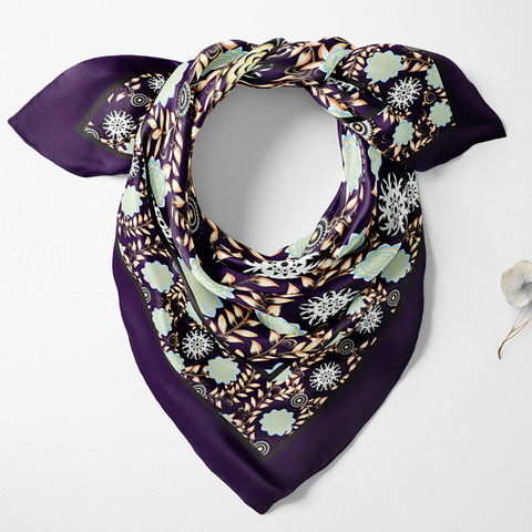 Lotus Flower Organic Silk Twill Scarf | Silktopia