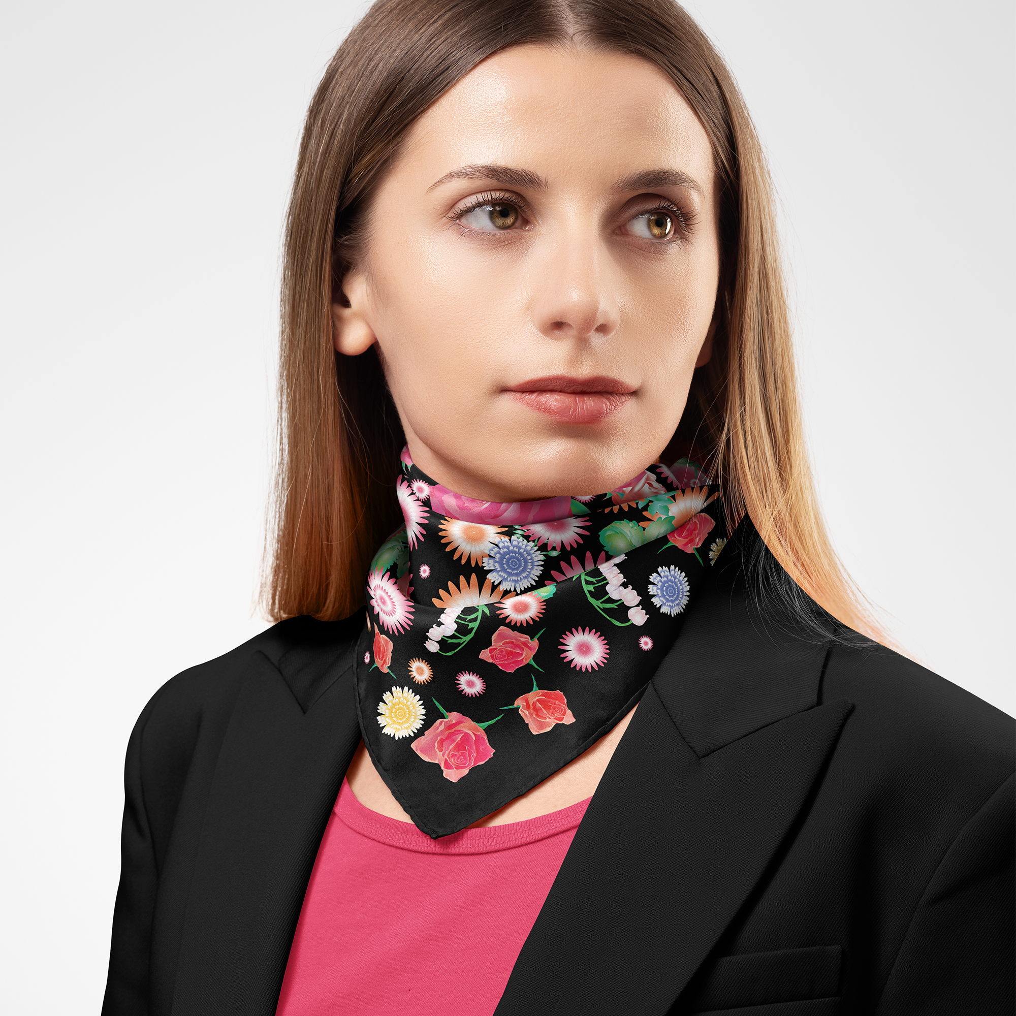 English Rose Organic Silk twill Scarf