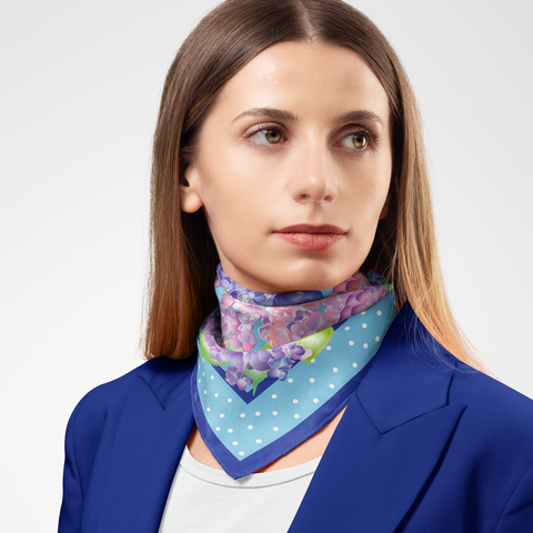 Hydrangea Organic Silk Twill Scarf