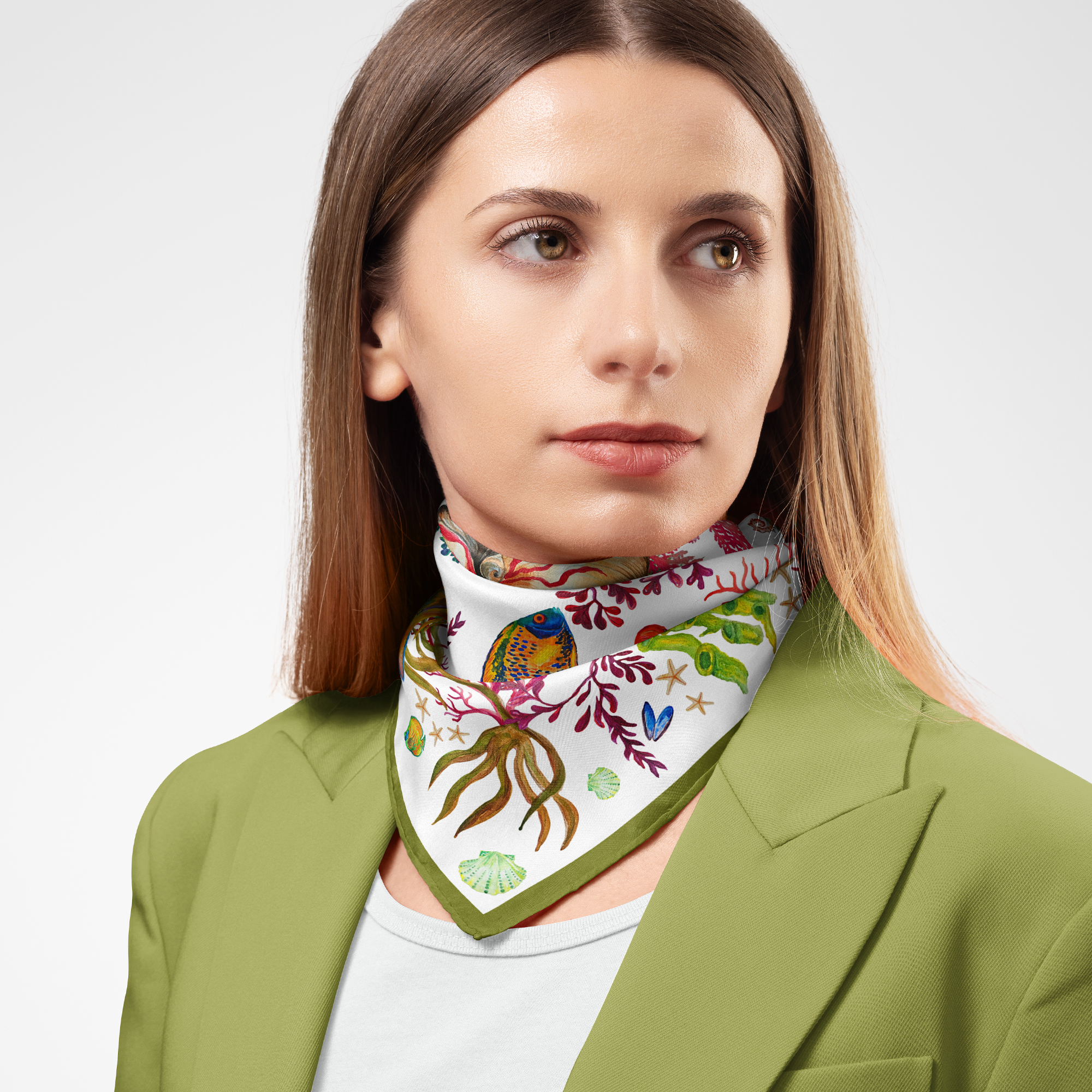 Tropical Seas Organic Silk Twill Scarf