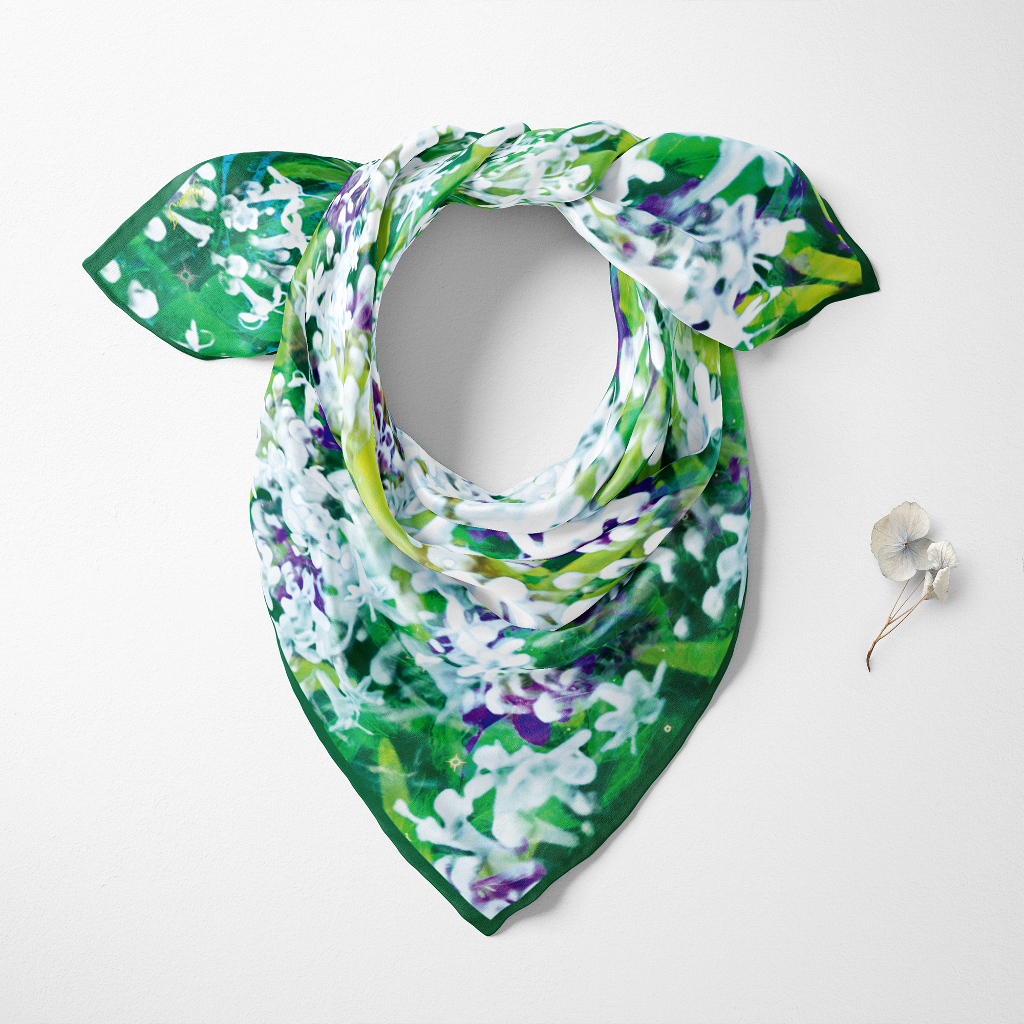 Wild Flowers Organic Silk Twill Scarf