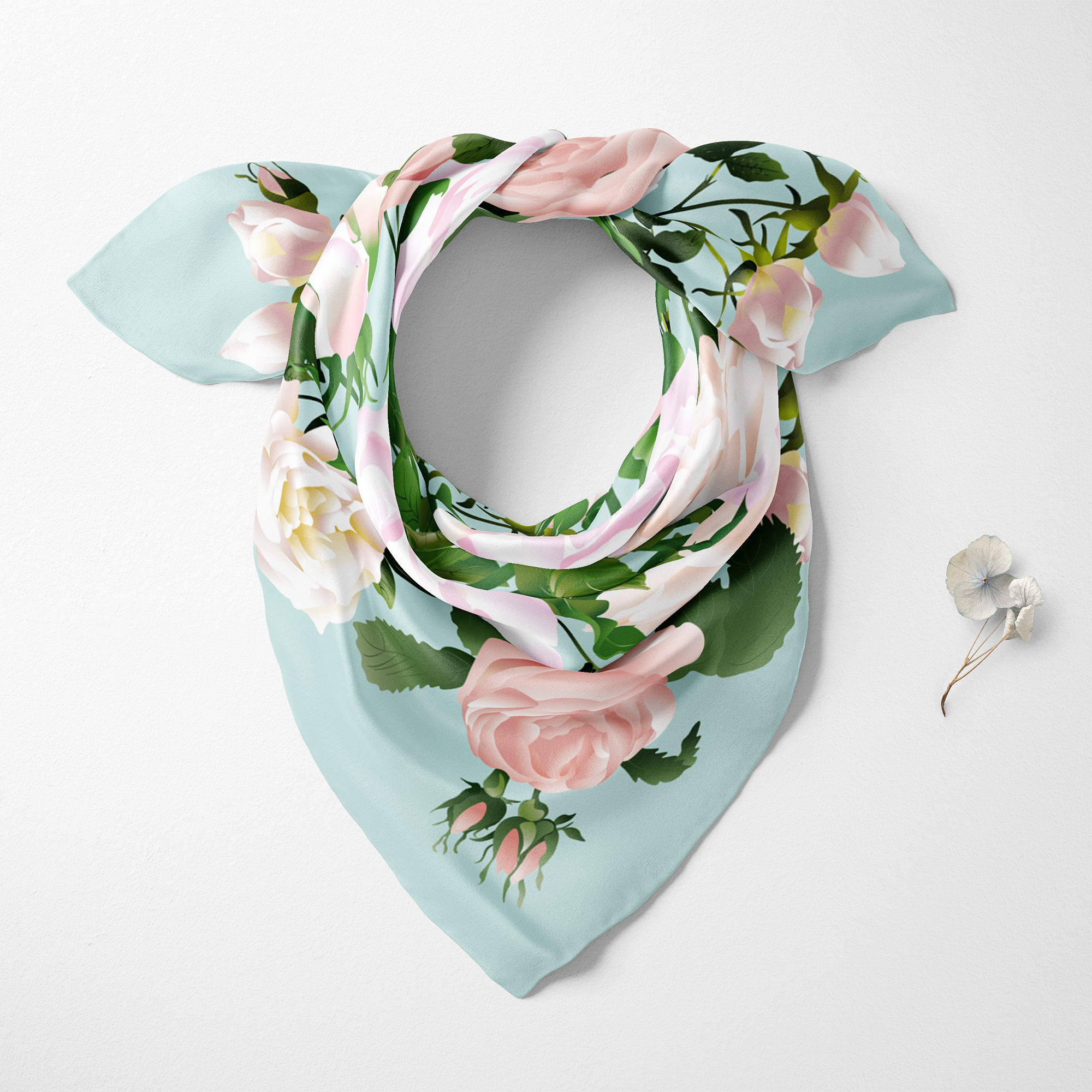 Pastel Roses Organic Silk Twill Scarf