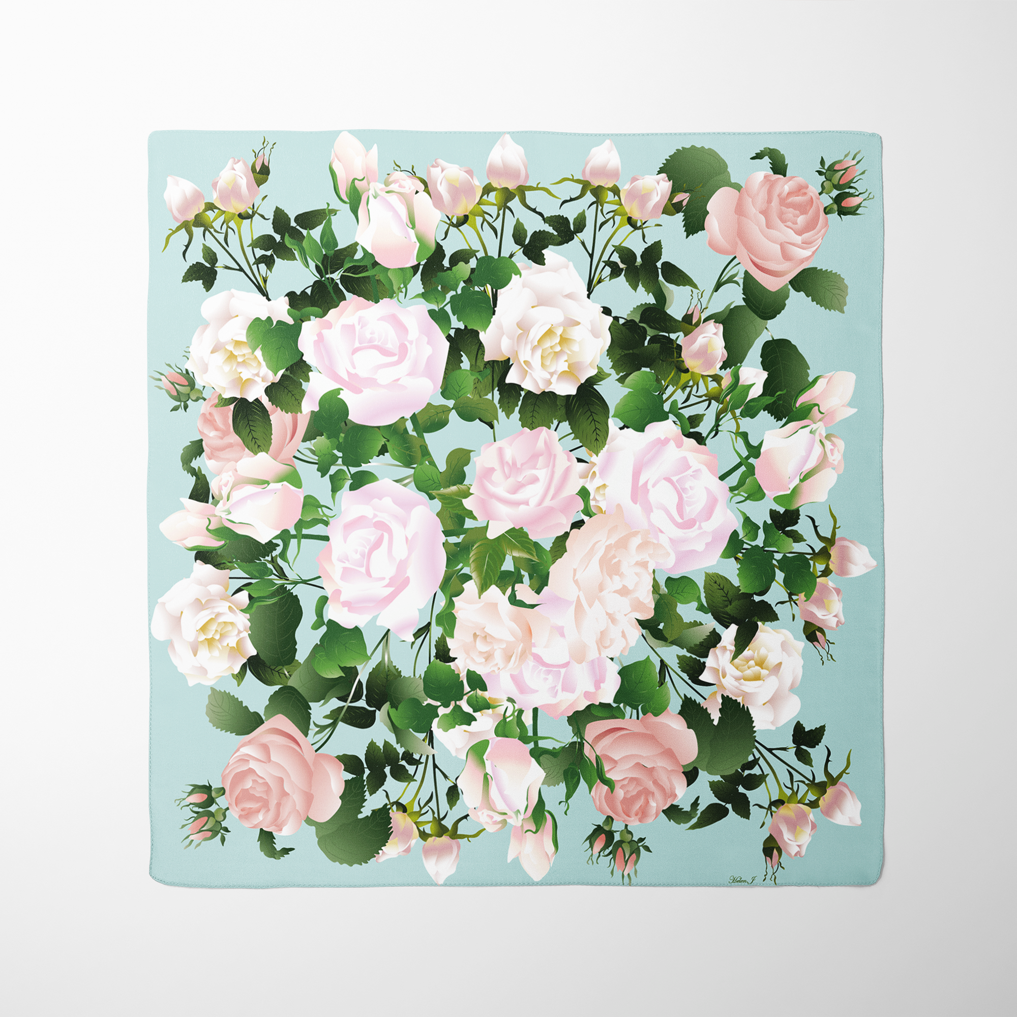 Pastel Roses Organic Silk Twill Scarf